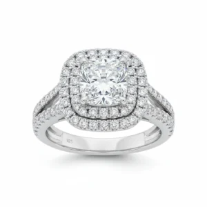 טבעת דגם ריבוע יהלומים כסף